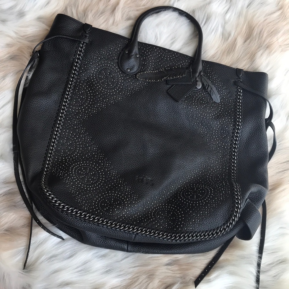 Coach Black Tatum Studded Tall Tote EUC